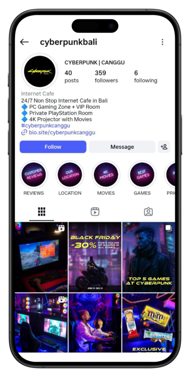 Cyberpunk Canggu Instagram